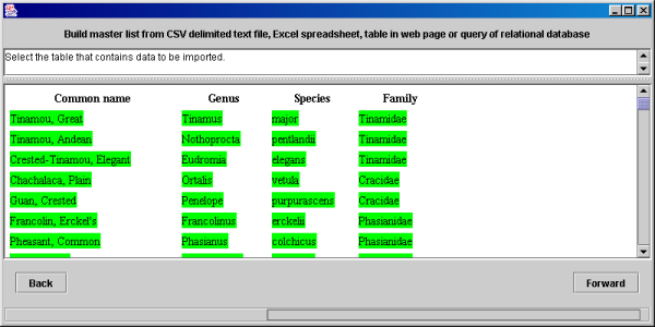 Select html table