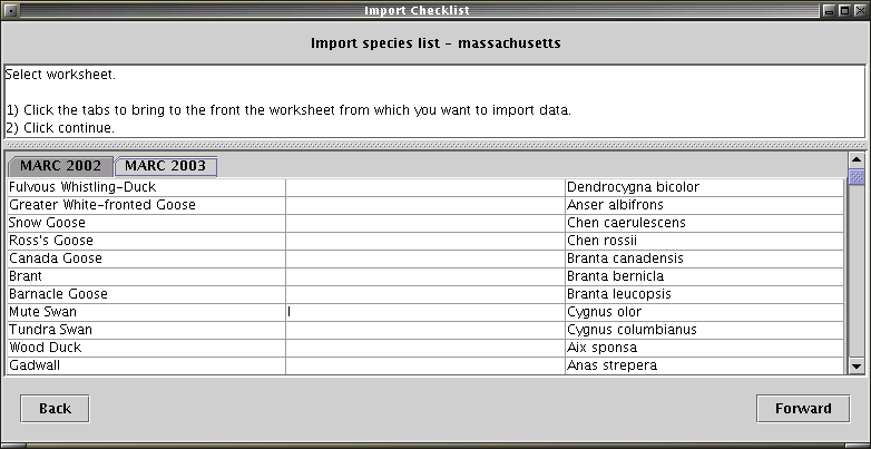 Dialog for selecting a sheet within an Excel file