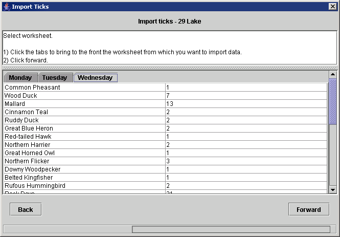 Dialog for selecting a sheet within an Excel file