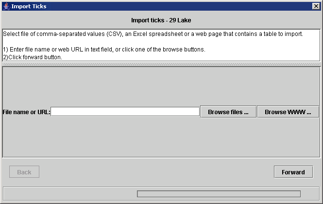 Dialog for identifying a data source