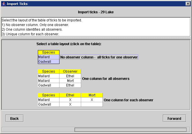 Dialog for identifying a data source